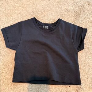 aerie Black Cropped Crewneck Tee